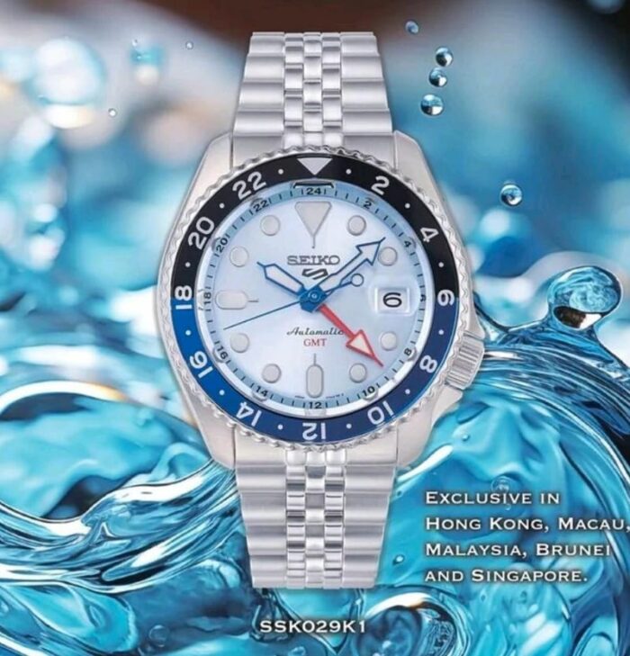 Seiko 5 Sports Automatic GMT SKX Sports Style Asia Exclusive Limited Edition Ice Blue Dial Silver Steel Strap Watch For Men - SSK029K1 - Image 2